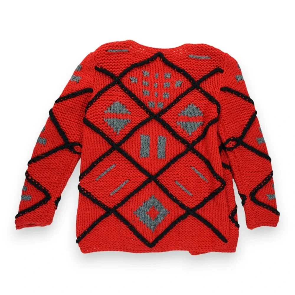 VTG Ruth Matthews Design Open Front Crochet Cardigan‎ ~ Size Small ~ Red